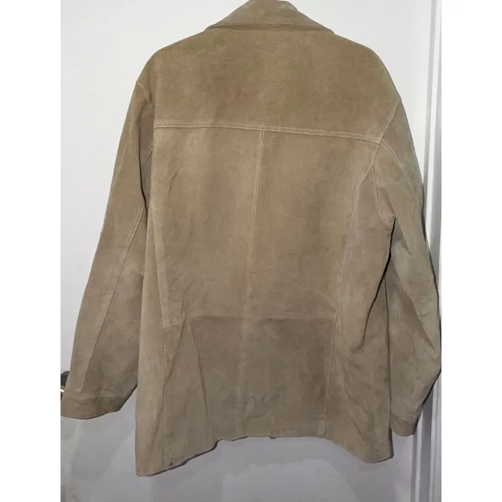 Vintage Wilsons Leather M Julian Tan Suede Button Front Car Coat Jacket L